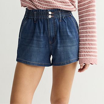 Juniors' SO® High Rise Crochet Denim Shorts