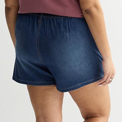 Juniors' Plus Size SO® High Rise Paperbag Shorts