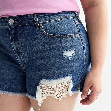 Juniors' Plus Size SO® High Rise Crochet Shorts