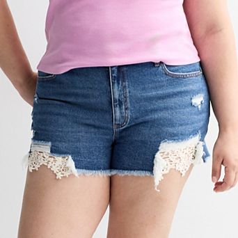 Juniors' Plus Size SO® High Rise Crochet Shorts