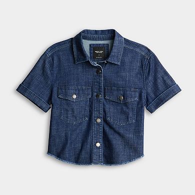 Women's Petite Simply Vera Vera Wang Short Sleeve Denim Jacket