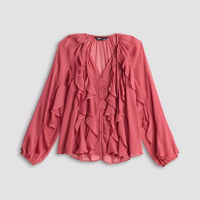 Women's Simply Vera Vera Wang Long Sleeve Ruffled Blouse