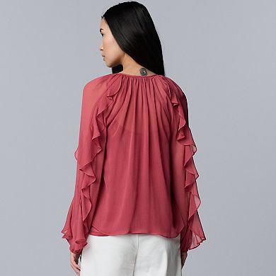 Women's Simply Vera Vera Wang Long Sleeve Ruffled Blouse