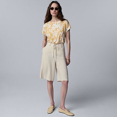 Women's Simply Vera Vera Wang Drawcord Flax Drape Linen Shorts