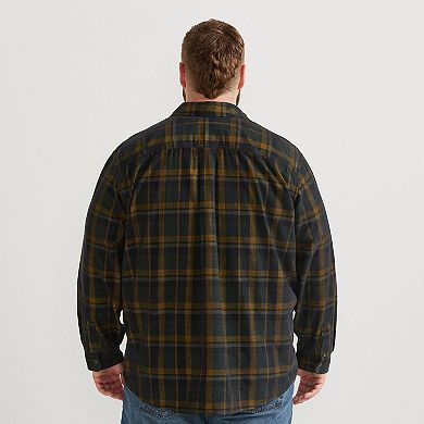 Big & Tall Eddie Bauer Long Sleeve Corduroy Shirt - Plaid