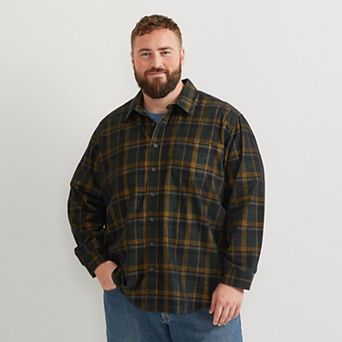 Big & Tall Eddie Bauer Long Sleeve Corduroy Shirt - Plaid