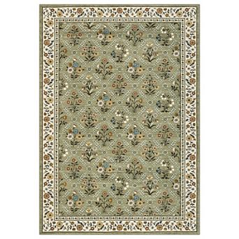 Floral Machine Washable Area Rug with Non-Slip Backing Non-Slip Stain Resistant Carpet