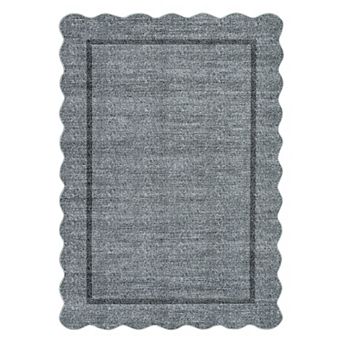 Modern Scalloped Edge Machine Washable Area Rug Stain-Resistant Contemporary Floor Mats