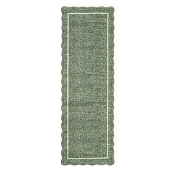 Modern Scalloped Edge Machine Washable Area Rug Stain-Resistant Contemporary Floor Mats