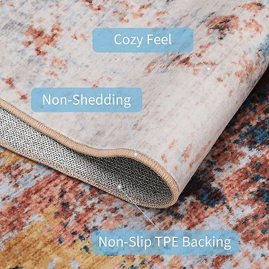 Abstract Machine Washable Area Rug for Living Room Non-Slip Stain Resistant Carpet