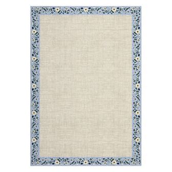 Floral Border Machine Washable Area Rug for Living Room Non-Slip Stain Resistant Carpet
