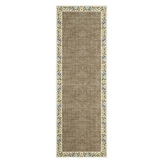 Floral Border Machine Washable Area Rug for Living Room Non-Slip Stain Resistant Carpet