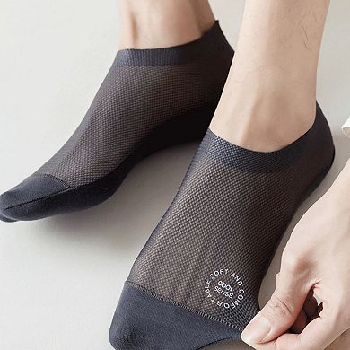 Men's No-Show Mesh Socks with Non-Slip Silicone Heel Grip and Breathable Low-Cut Design 3-Pack