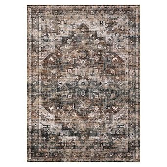Vintage Machine Washable Area Rug for Living Room Non-Slip Stain Resistant Carpet
