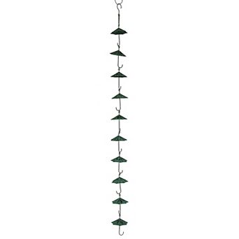 Verdigris Finish Metal Umbrellas Rain Chain w/Attached Hanger 48 Inch