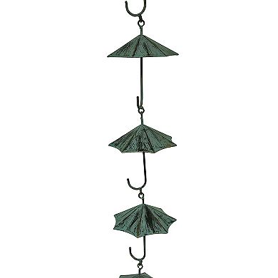 Verdigris Finish Metal Umbrellas Rain Chain w/Attached Hanger 48 Inch