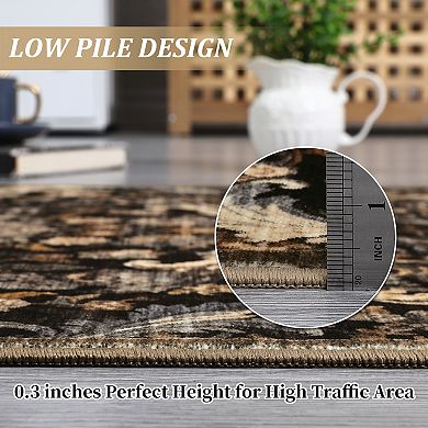 Traditional Persian Area Rug - Washable,Low-Pile,Non-Slip,Indoor,Stain-Resistant Carpet Mat