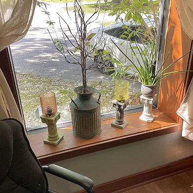 Verdigris Finish Solid Concrete Roman Ionic Column Pillar Pedestal 8.25 Inch