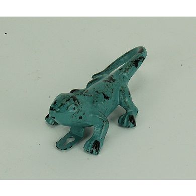 Distressed Green Metal Lizard Wall Hooks Set of 6