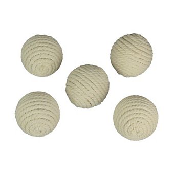 Set of 5 Light Brown Rope Decorative Orb Home Decor Ball Centerpiece Vase Filler