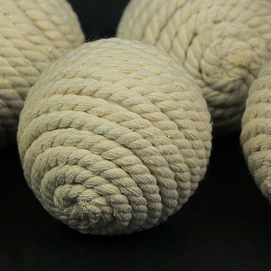 Set of 5 Light Brown Rope Decorative Orb Home Decor Ball Centerpiece Vase Filler