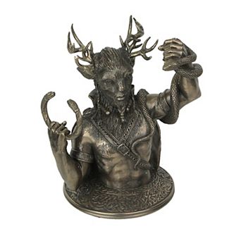 Bronze Finish Celtic Horned God Cernunnos Bust Statue 8.5 in High