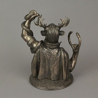 Bronze Finish Celtic Horned God Cernunnos Bust Statue 8.5 Inches High
