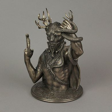 Bronze Finish Celtic Horned God Cernunnos Bust Statue 8.5 Inches High
