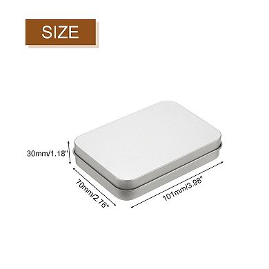 Metal Tin Box Containers, 4Pcs 4x2.8x0.8" Portable Storage Box, Silver