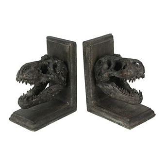 Set of 2 Resin Tyrannosaurus Rex T-Rex Skull Bookends Decorative Book Decor