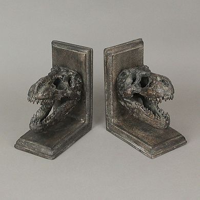 Set of 2 Resin Tyrannosaurus Rex T-Rex Skull Bookends Decorative Book Decor