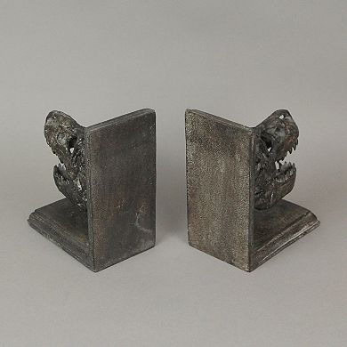 Set of 2 Resin Tyrannosaurus Rex T-Rex Skull Bookends Decorative Book Decor