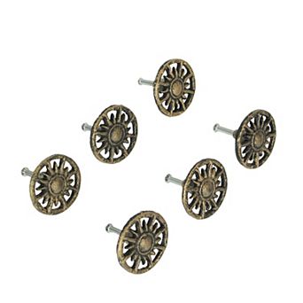 Set of 6 Antique Golden Sun Cast Iron Drawer Pulls Cabinet Knob Home Decor