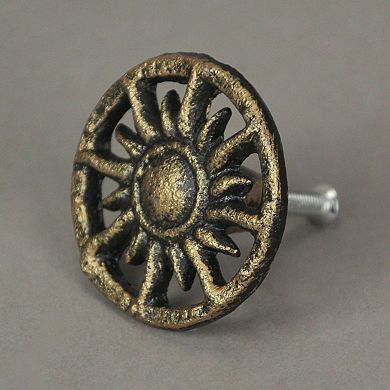 Set of 6 Antique Golden Sun Cast Iron Drawer Pulls Cabinet Knob Home Decor