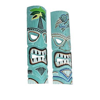 Parrot & Palm Tree Tiki Mask - Set of 2 - 20" High