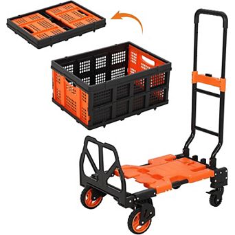 2-in-1 Folding Hand Truck with Foldable Basket
