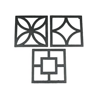 Set of 3 Cast Iron Breeze Block Trivets Kitchen Counter Home Decor Wall Art