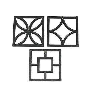 Set of 3 Cast Iron Breeze Block Trivets Kitchen Counter Home Decor Wall Art