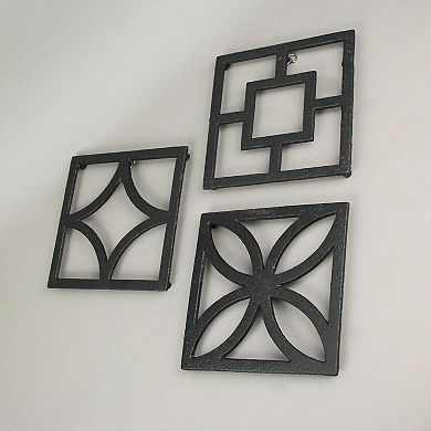 Set of 3 Cast Iron Breeze Block Trivets Kitchen Counter Home Decor Wall Art