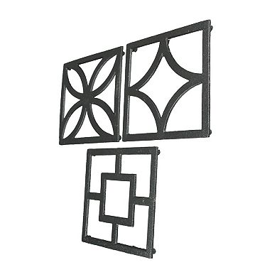 Set of 3 Cast Iron Breeze Block Trivets Kitchen Counter Home Decor Wall Art