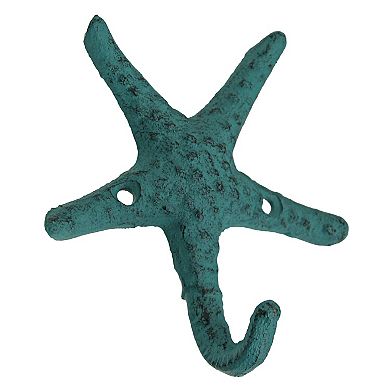 Set of 3 Cast Iron Coral Starfish Decorative Wall Hooks Hangers 4 Inches