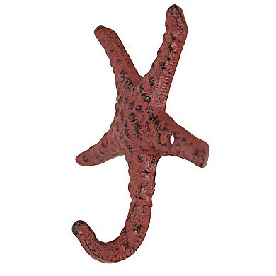 Set of 3 Cast Iron Coral Starfish Decorative Wall Hooks Hangers 4 Inches