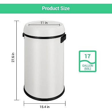 17 Gallon/65 Liter Trash Can, Swing Top, White