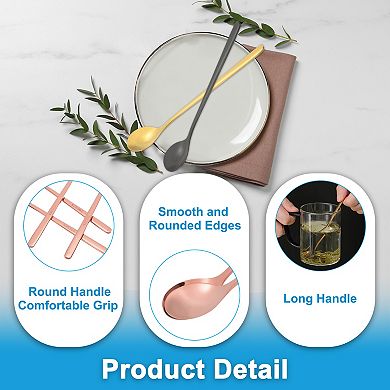 7" Teaspoons, 4pcs Long Spoon Coffee Spoon 304 Stainless Steel Long Handle Iced Tea Spoon Tea Spoons