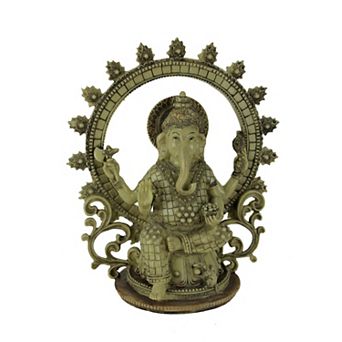 Lord Ganesha Sitting Holding Sacred Objects Statue
