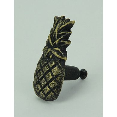 Set of 12 Distressed Antique Brass Finish Cast Iron Pineapple Drawer Pulls