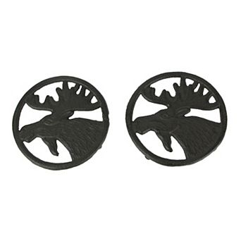 Set of 2 Cast Iron Moose Trivets Decorative Kitchen Home Decorations Lodge Decor
