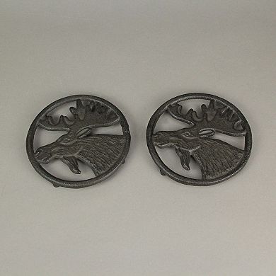 Set of 2 Cast Iron Moose Trivets Decorative Kitchen Home Decorations Lodge Decor