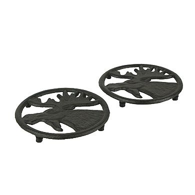 Set of 2 Cast Iron Moose Trivets Decorative Kitchen Home Decorations Lodge Decor