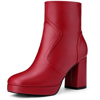 Squared Toe Platform Chunky Heels Ankle Boots for Women